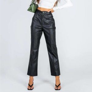 Princess Polly Encore Pants Black Vegan Leather Medium High Waisted Sz 2 NWT